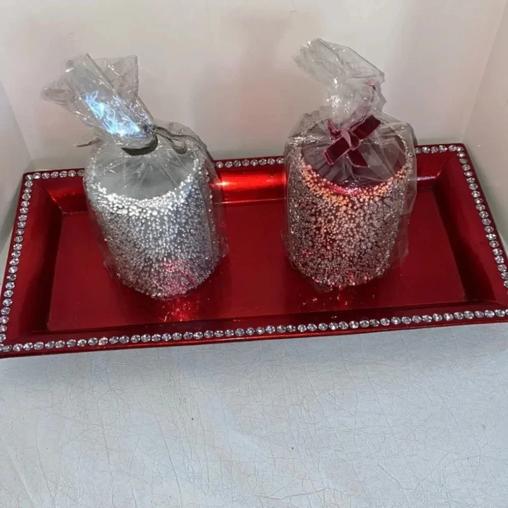 Z Gallerie Silver‎ Holiday Jeweled Candle NWT